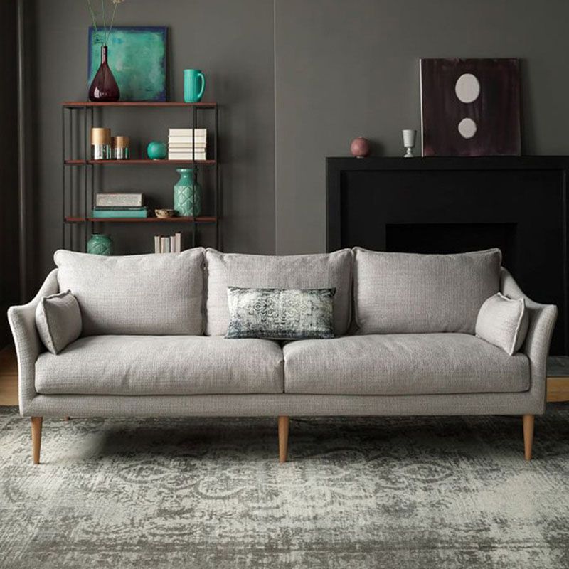 Charles Of London Sofa Modern 3-seater Fabric Sofa with Wood Legs