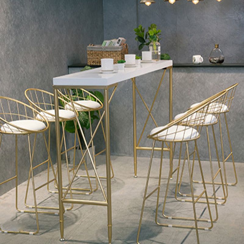 Glam Bar Height Table Solid Wood Top Bistro Bar Table with Metal Base