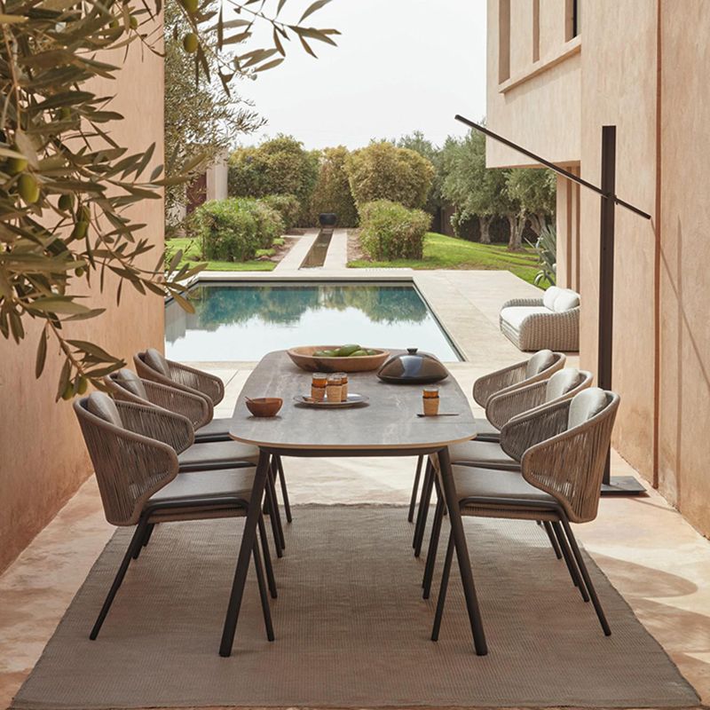 Tropical Outdoor Bistro Chairs with Water Repellent Finish Cushion and Metal Base