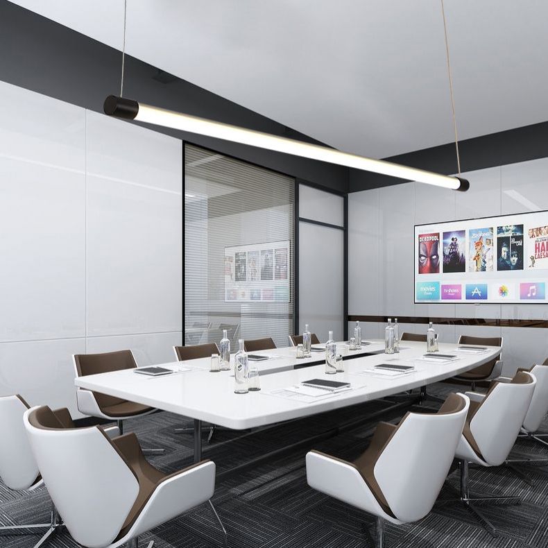 47 Inches Length Round Tube LED Island Light Modern Minimalism Long Bar Lighting Fixture for Office Business Room