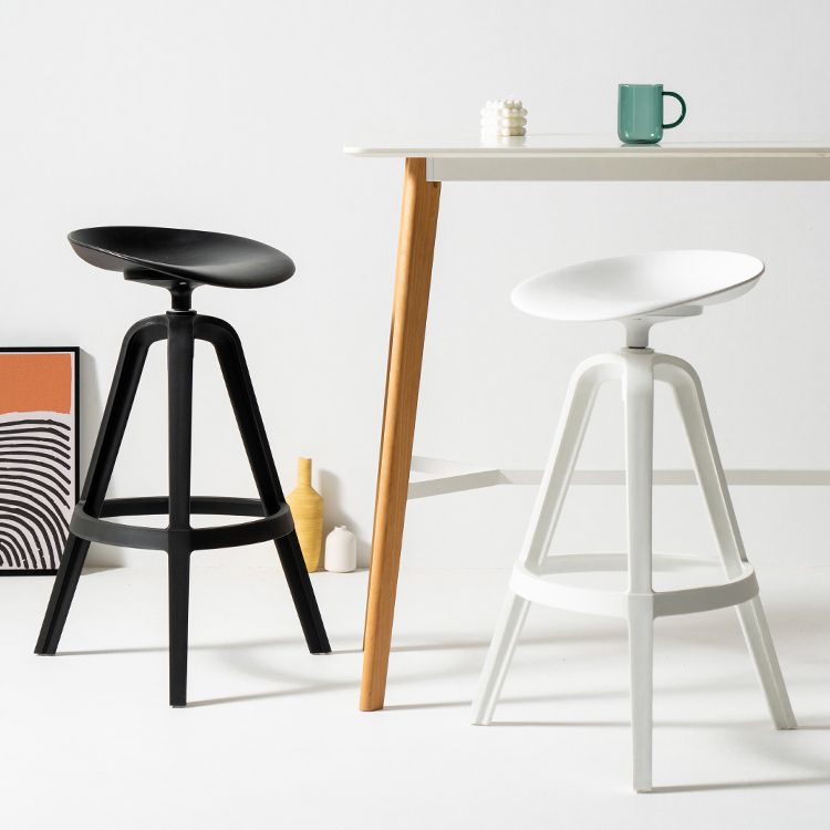 Low Back Plastic Swivel Bar Stool Industrial Armless Stool for Living Room