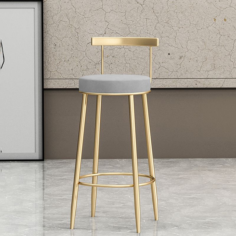 Glam Armless Backrest Counter Stool Iron Bar Stool with Pedal and Cushion for Cafe