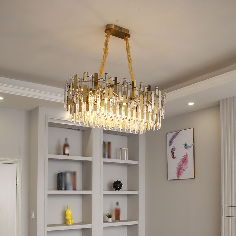 Geometria in stile contemporaneo forma isola luci di cristallo isola illuminazione in oro