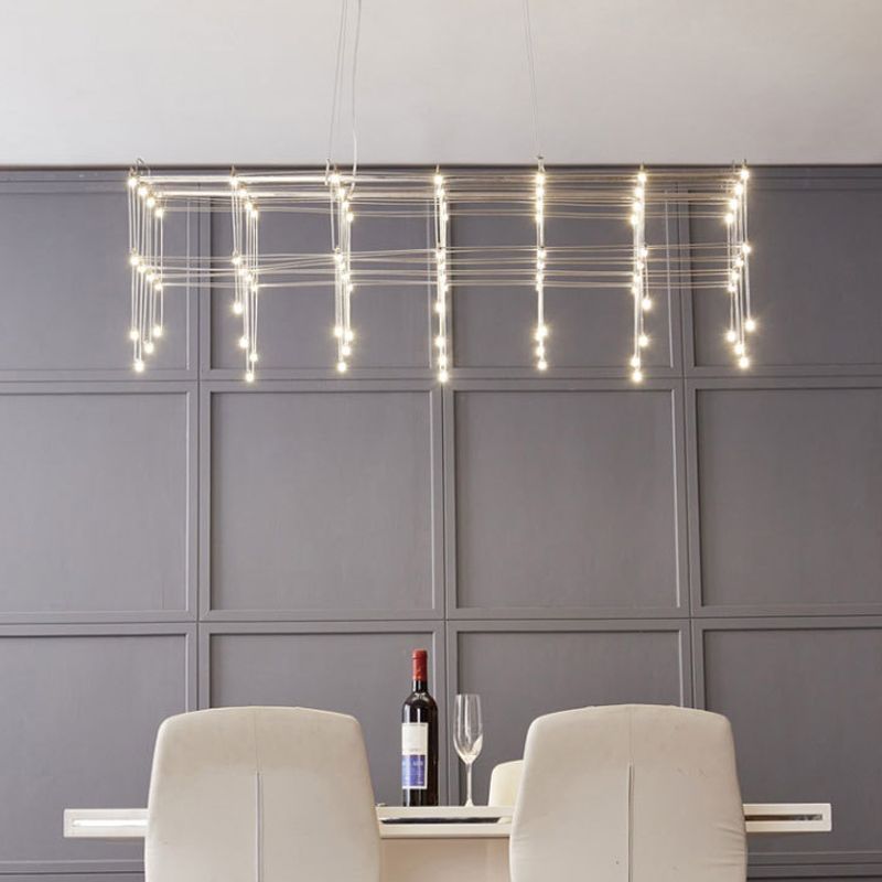 Edelstahl -Quaderinsel Island Beleuchtung moderner LED -LED Hängende Licht für Esszimmer