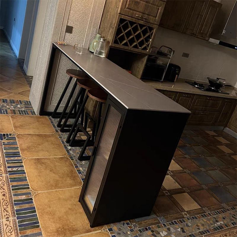 Rectangle Bar Table Grey Dining Table for Kitchen Living Room