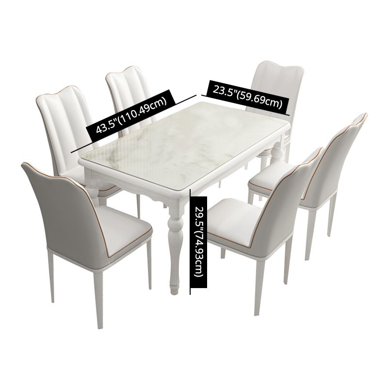 Traditional Solid Wood Top Dining Set with 4 White Solid Wood Legs for Dining Furniture