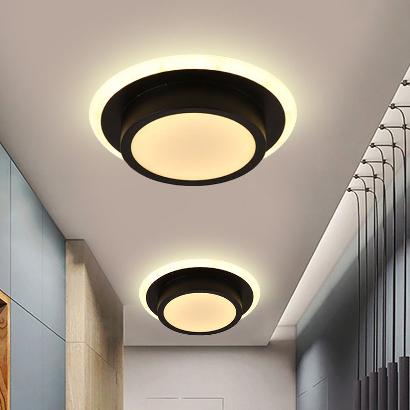 Mini lámpara de techo empotrada redonda/cuadrada, LED de metal contemporáneo, montaje empotrado en blanco/negro, luz blanca/cálida