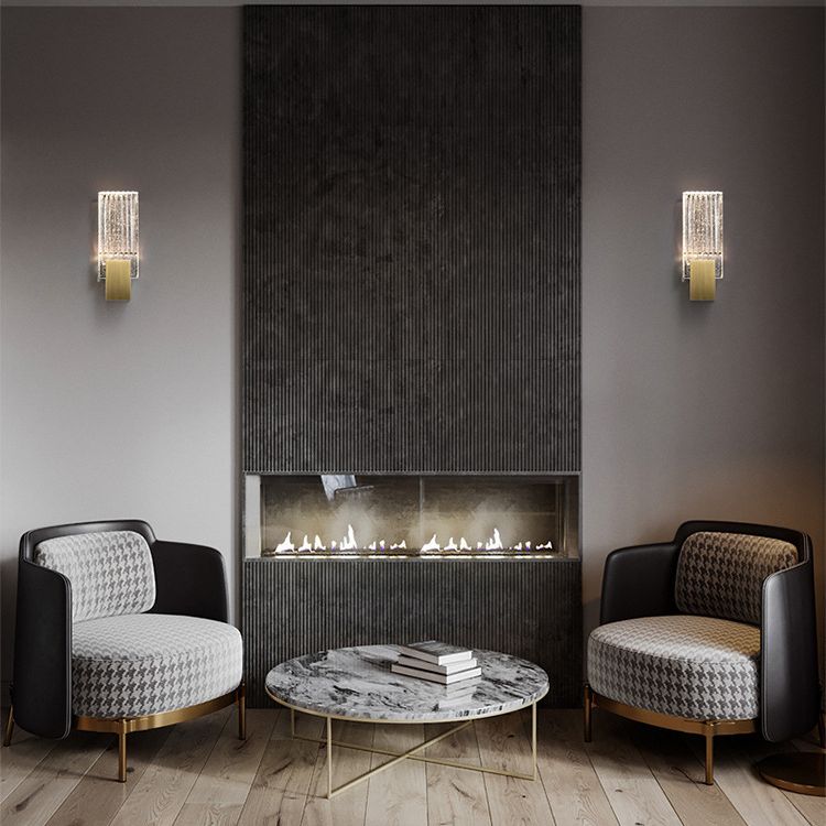 Pronzo della parete rettangolare oro in stile moderno in ferro battuto in ferro battuto con tonalità di cristallo