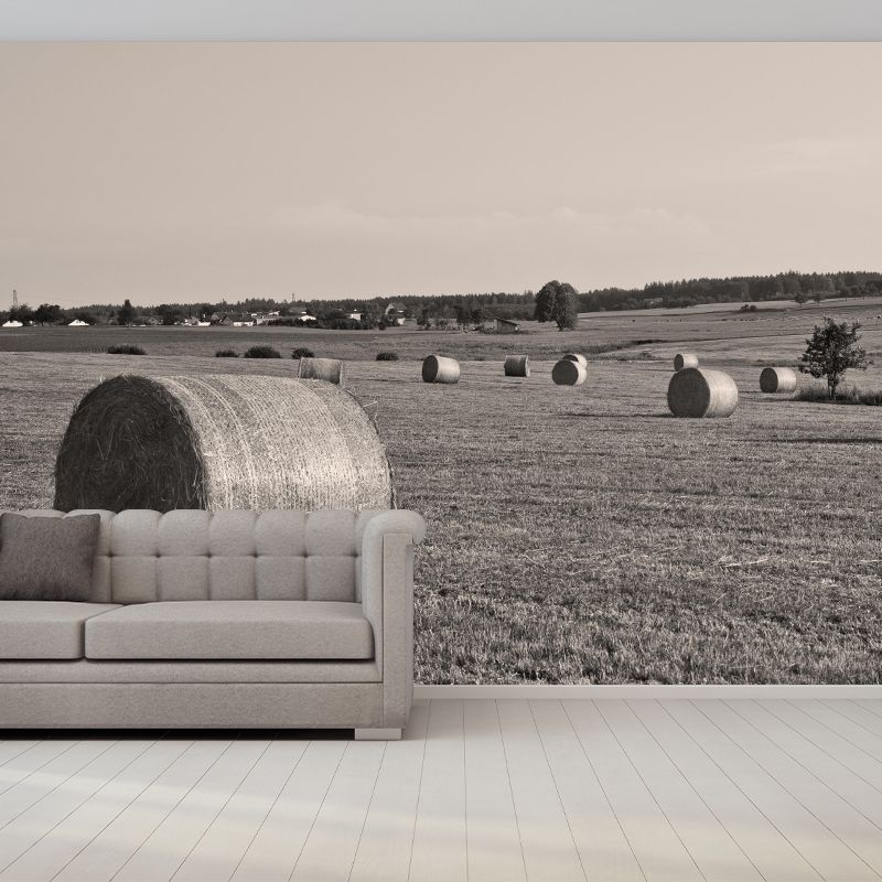 Customized Straw Bales Mural Environment Friendly Wallpaper for Decoration