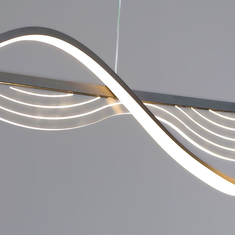 Strip Shape Island Lamp LED Island Hanging Lamp with Silica Gel Shade for Dining Room