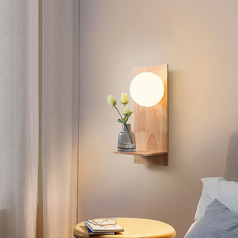 Ball Wall Sconce Lighting Modern Wood 1 Light Wall Mounted Light (Ornament not included)