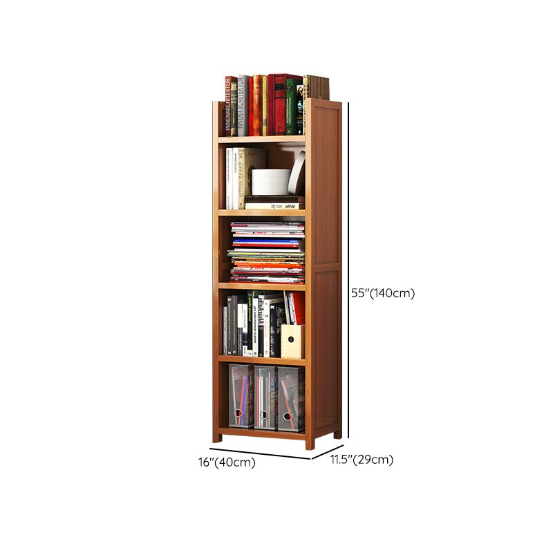 Closed Back Bamboo Bookshelf Contemporary Vertical Bookcase for Home