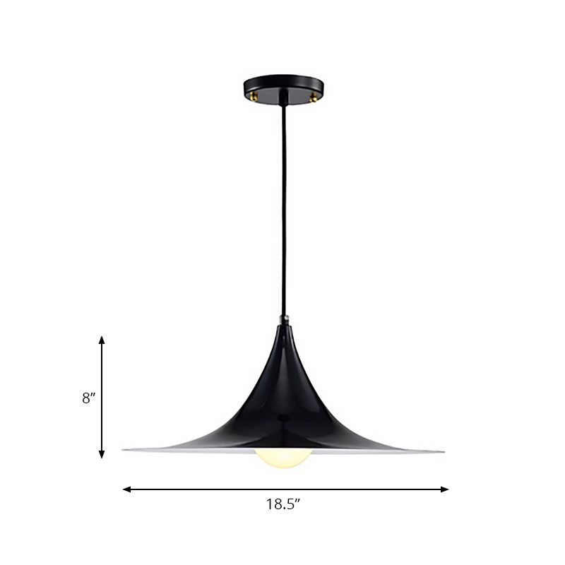 Flared Suspension Light in Nordic Style Metal 1 Light Black/White/Gold Hanging Ceiling Light