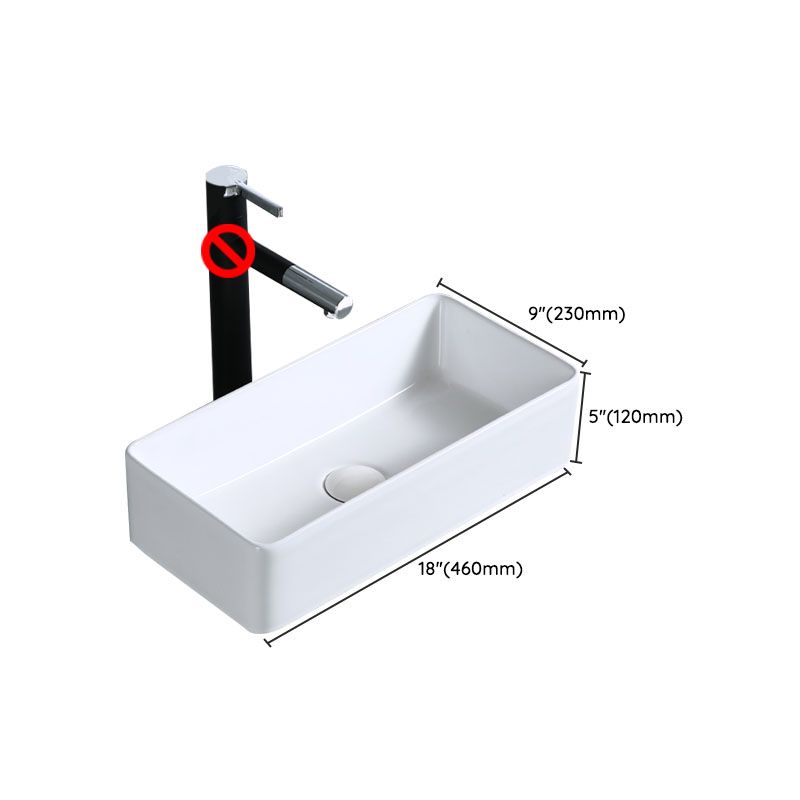 Modern Bathroom Sink Porcelain Rectangle Bathroom Sink in White(Not Including Faucet)