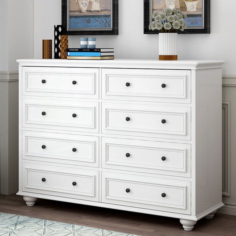 Modern Wood White Storage Chest with Soft-Close Drawers for Home