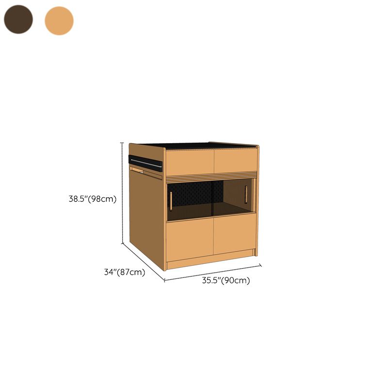Dining Room Kitchen Island Table Modern Wood Prep Table with Drawer