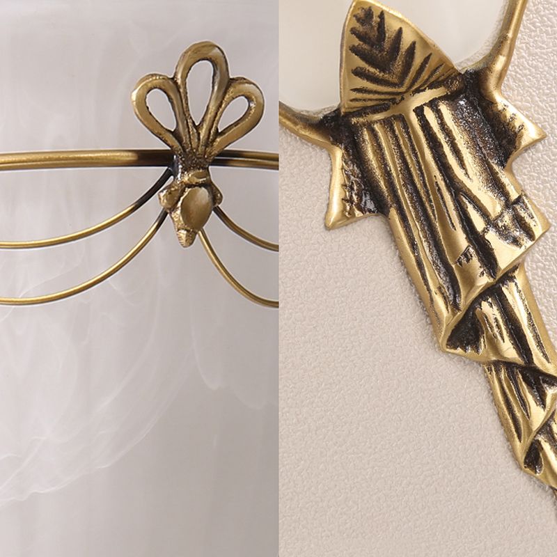 Bell Sconce Light Traditional 1 Head White Glass Wall Lighting Fixture for Hallway