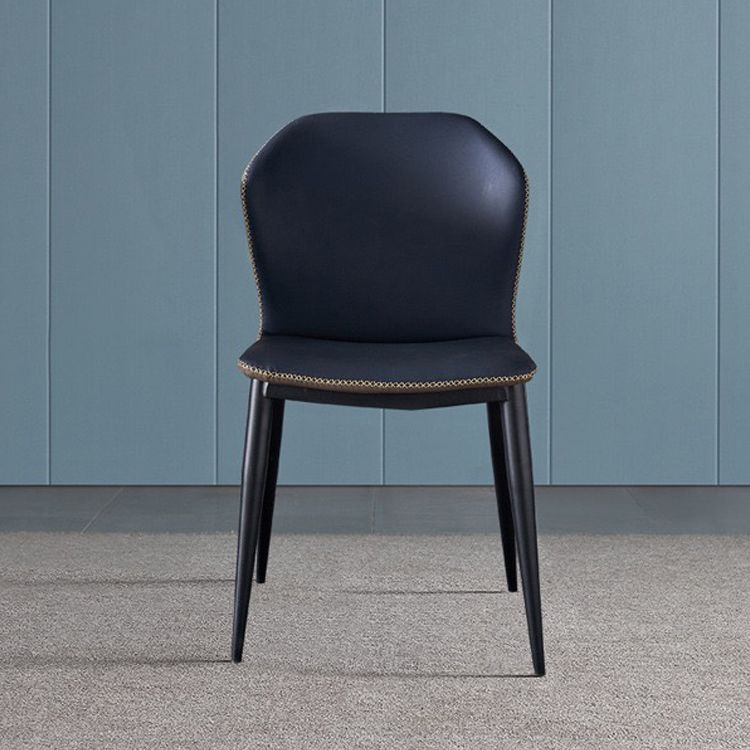 Silla de comedor sin brazos Wingback de diseño industrial Sillas de comedor de piel sintética