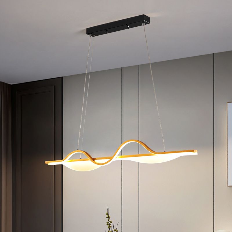 Modern Creative LED Pendant Light Metal Linear Island Light with Acrylic Shade