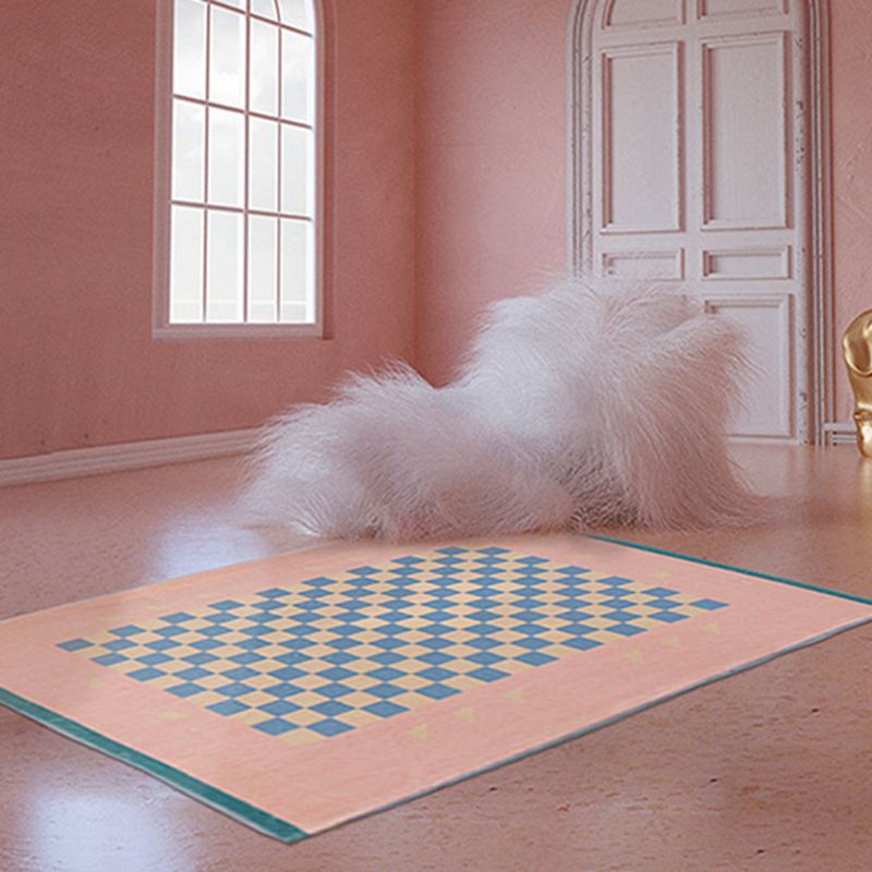 Classical Indoor Carpet Funky Plaid Print Rug Stain Resistant Carpet for Home Decor