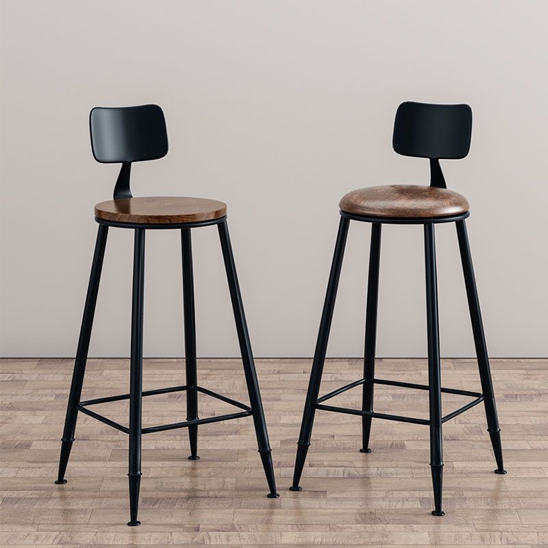 Industrial Low Back Coffee Shop Stool Matte Finish Iron Bar Stool