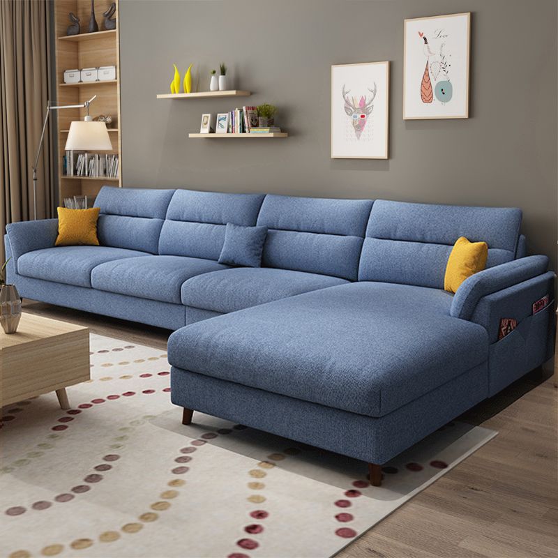 Pillowed Back Cushions Sofa and Chaise 4-Seat Sectional with Storage