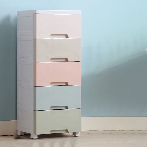 Plastic Vertical Contemporary Kids Nightstand with 5/6 Drawers for Bedroom