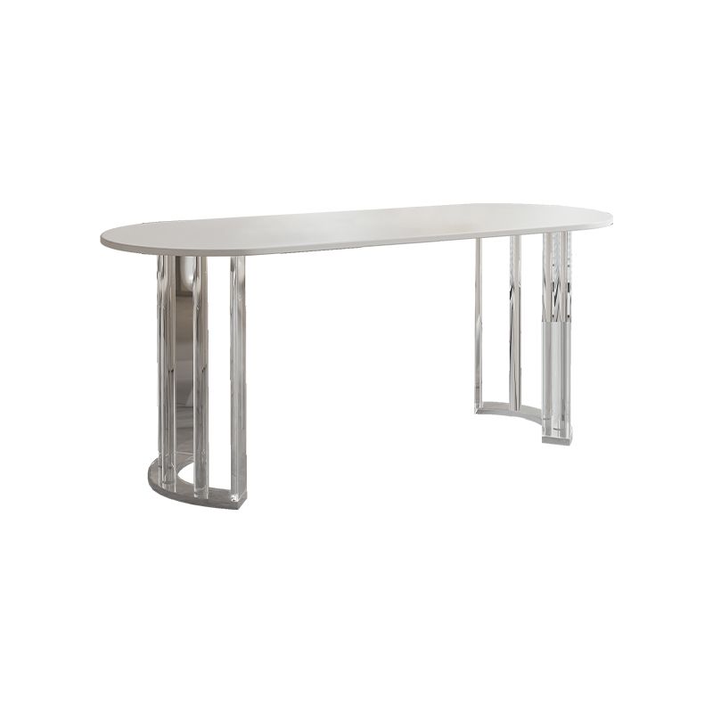 White Top Oval Dining Table Stone Dining Table with Acrylic Base