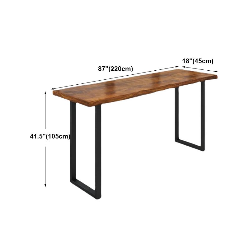 Indoor Rectangle Sled Bistro Accent Dining Table Wood Modern Cocktail Bar Table in Brown