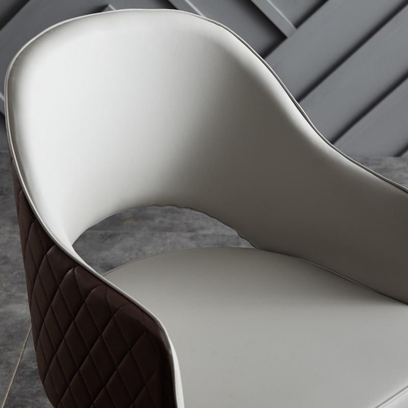 Glam Leather Dining Chair Open Back Dining Side Furniture with Iron Legs in Matte Finish