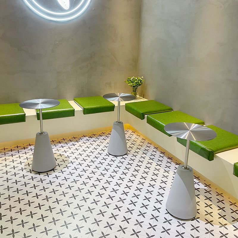 Round Stainless Steel Coffee Table Pedestal 1 Single Cocktail Table