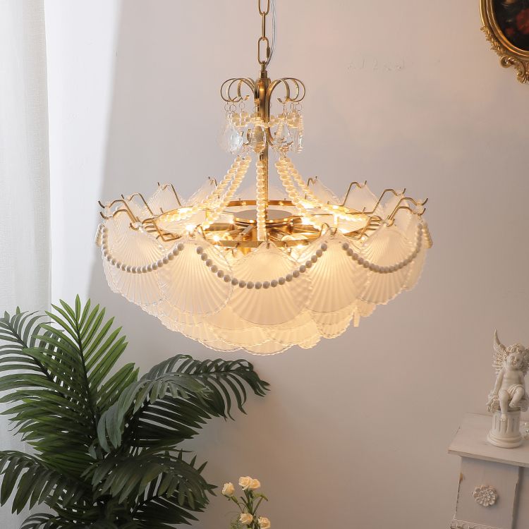 American Style Glass Chandelier Multi Light Hanging Light for Bedroom Dining Room