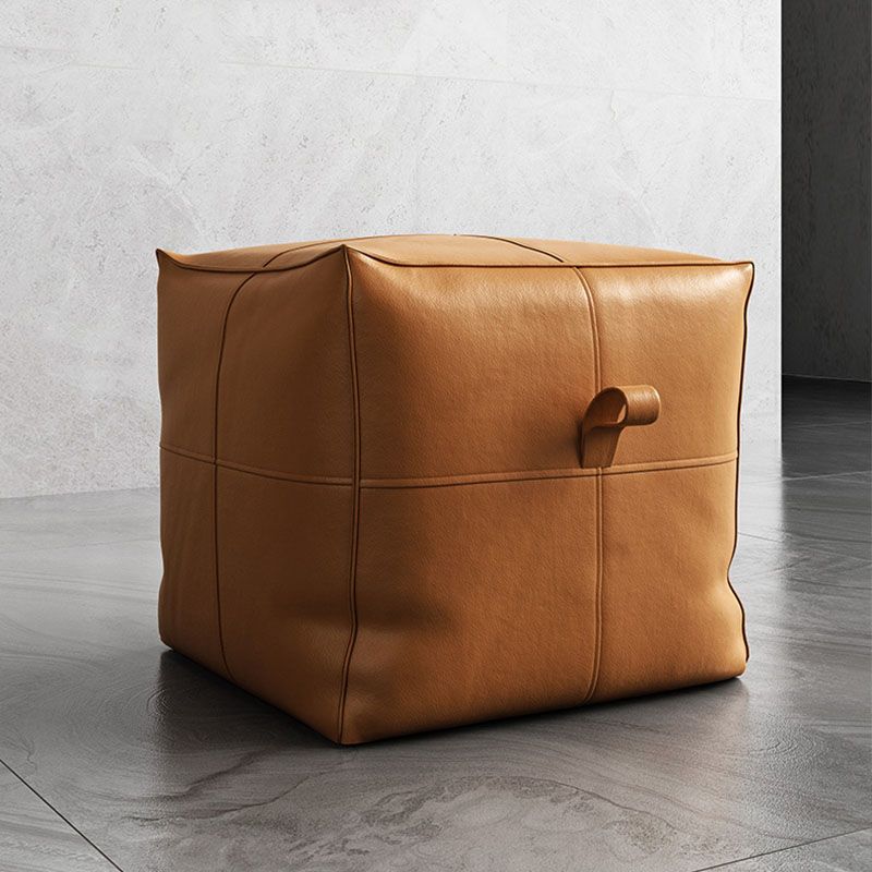 Contemporary Home Square Ottoman Leather Foot Stool without Legs
