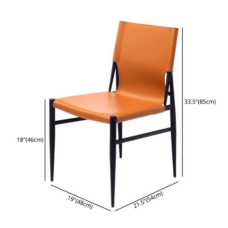 Contemporary Style Leather Dining Chair Solid Back Armless Chairs for Home