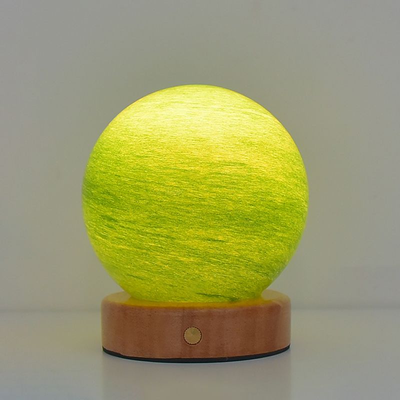 Modern Round Table Lamp 1-Light LED Desk Light with Glass Shade for Bedroom