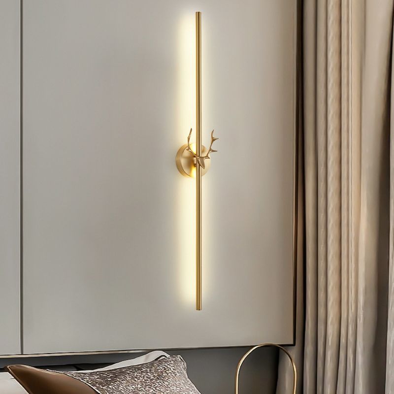 Contemporary LED Wall Sconce Thin-Line Sconce Lighting with Brass for Bedroom