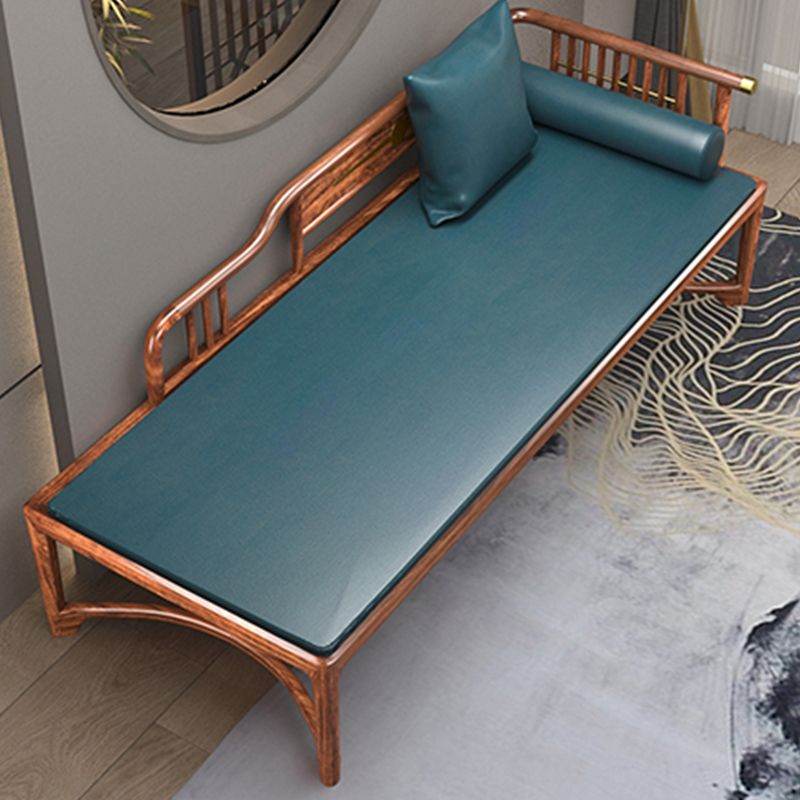 Oversized Solid Wood Chaise Lounge Couch in Brown with Square Arm