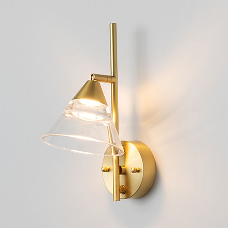 LED Modern Metal Wall Sconce Cone Shape Wall Light with Acrylic Shade for Courtyard