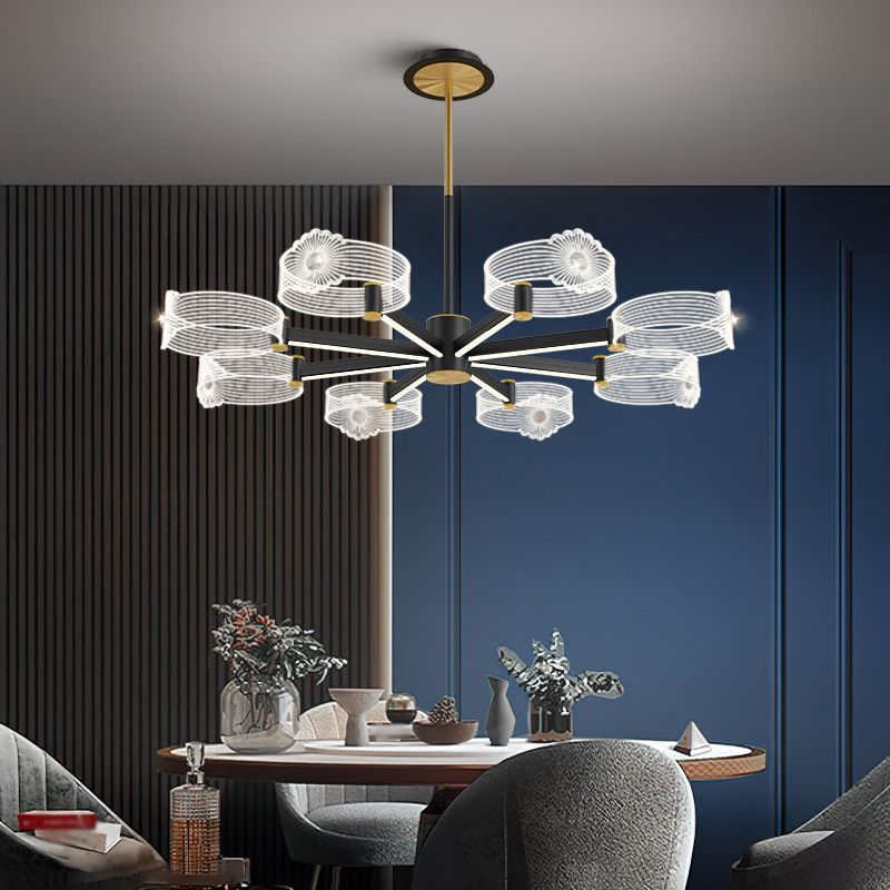 Multi Light Ring Branch Hanging Lights Modern Style Metal Hanging Lighting for Dining Room