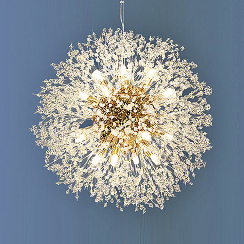 Modern Chandelier Light Fixtures Dandelion Suspension Pendant Lamps with Crystal Beads