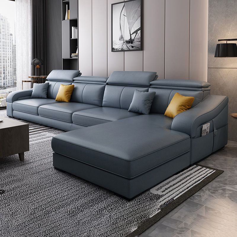 Linen and Faux Leather Reversible Modular L-Shape Furniture Sectionals