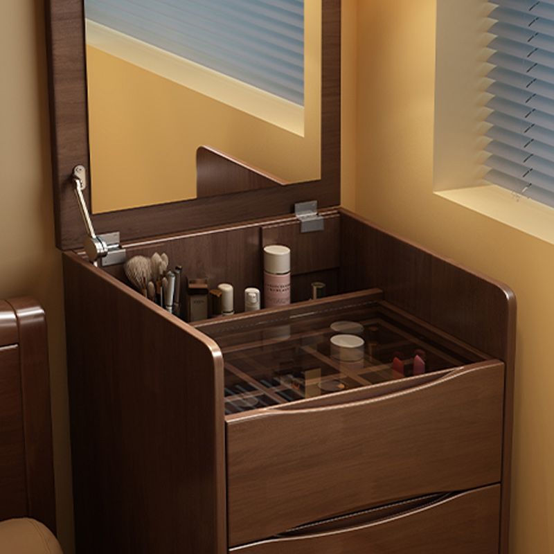 Modern 32.28" Height Solid Wood Dressing Table Mirror Make-up Vanity with 2 Drawer