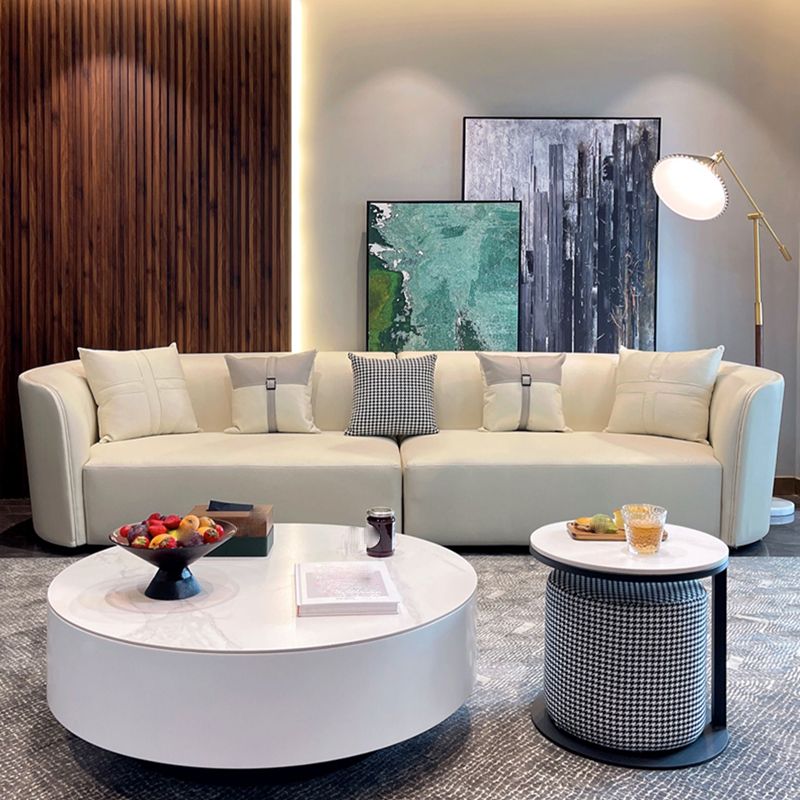 Faux Leather Pillow Top Arm Sofa/Sectional Pillowed Back Cushions, Stain-Resistant