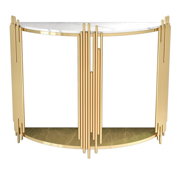 Glam Console Accent Table Antique Finish Sofa Console Table with 2 Shelves