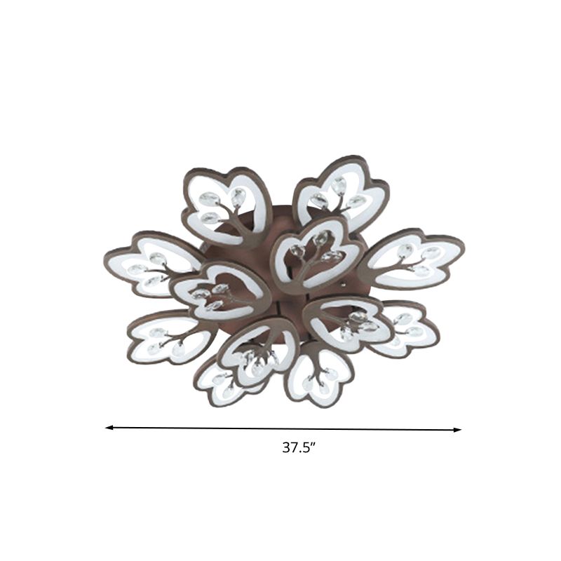 Café 12/15 lumières plafonnier style moderne acrylique floral plafonnier en chaud/blanc/3 couleurs de lumière, 37,5"/41" de large