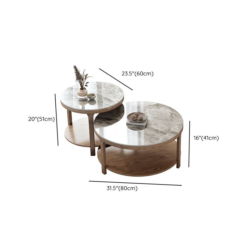 Modern Round 3 Legs Coffee Table No Distressing Coffee Table Set with Shelf