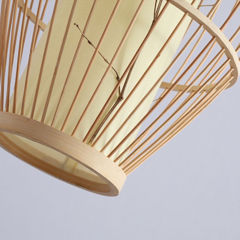 1 Light Elongated Light Pendant Chinese Bamboo Hanging Lights for Restaurant