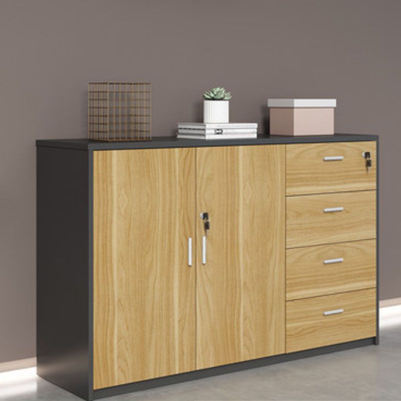 Lateral File Cabinet Wood Color Block Locking File Cabinet with Drawers
