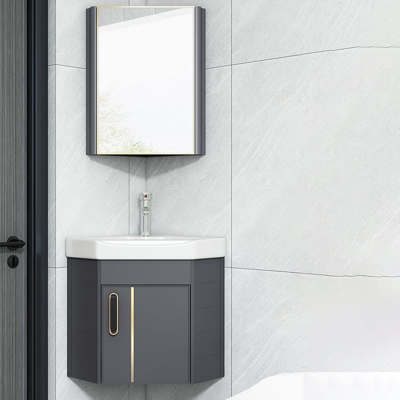 Wall Mounted Corner Bathroom Vanity Cabinet Triangular Abstract Vanity Sink