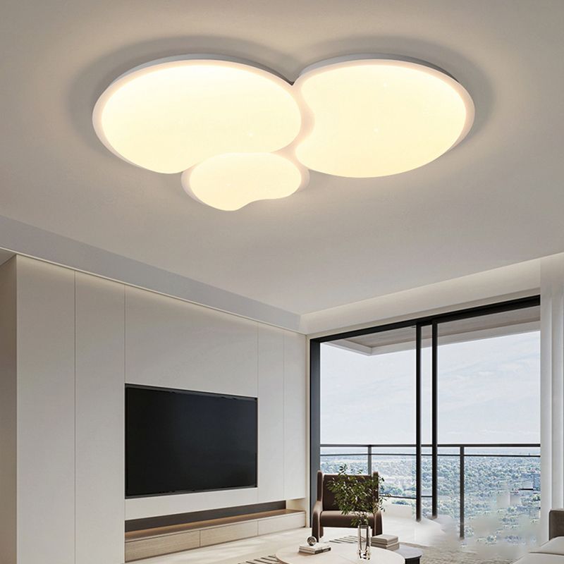 1 / 3 - Light Matte White Flush Mount Iron and Acrylic Cluster Ceiling Flush